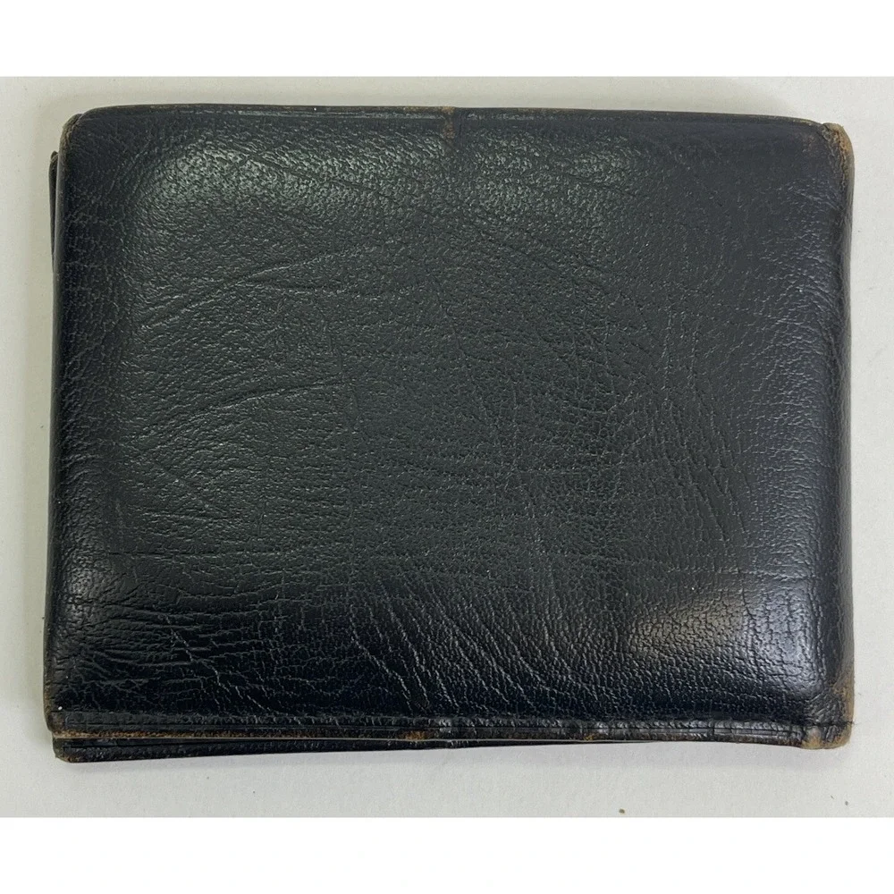 Vintage Mens Wallet Amity Consul Cowhide Black Bifold‎ Broken-In Used condition
